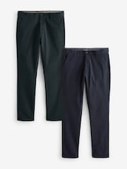 Navy Blue/Grey Charcoal Skinny Stretch Chino Trousers 2 Pack - Image 1 of 11