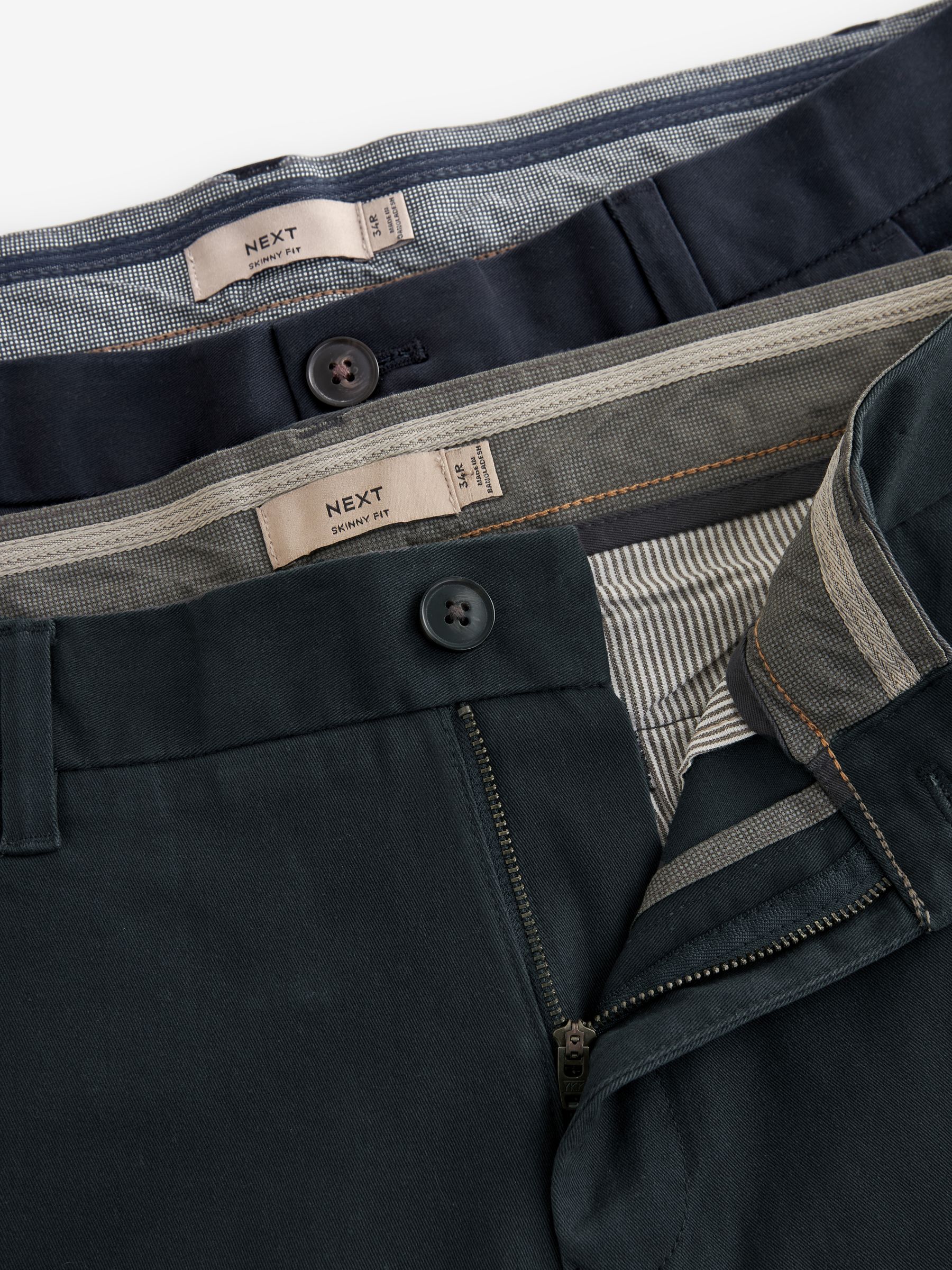 Navy & Dark Stone Slim Fit Chino Trousers (2 Pack)