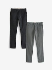 Black/Grey Dark Skinny Stretch Chino Trousers 2 Pack - Image 1 of 11