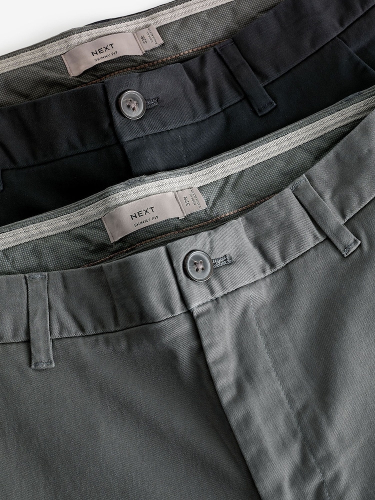 Black/Grey Dark Skinny Stretch Chino Trousers 2 Pack - Image 11 of 11