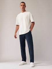 French Navy Blue/Tan Brown Straight Fit Stretch Chino Trousers 2 Pack - Image 2 of 9