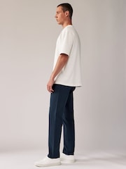 French Navy Blue/Tan Brown Straight Fit Stretch Chino Trousers 2 Pack - Image 3 of 9