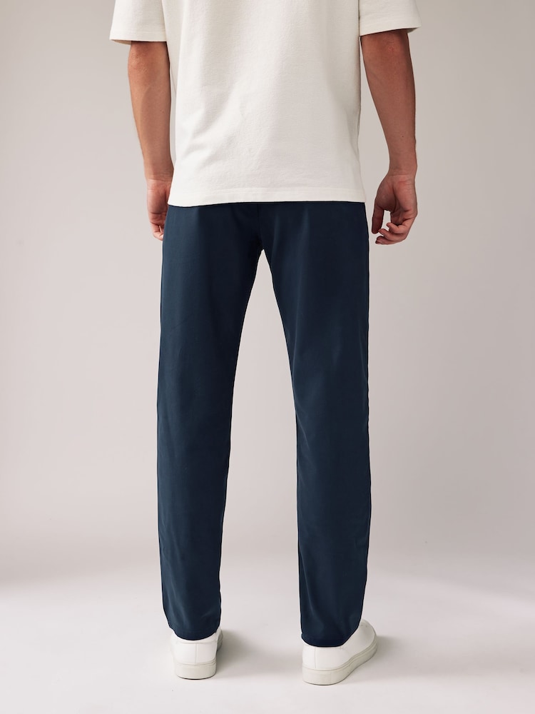 French Navy Blue/Tan Brown Straight Fit Stretch Chino Trousers 2 Pack - Image 4 of 9