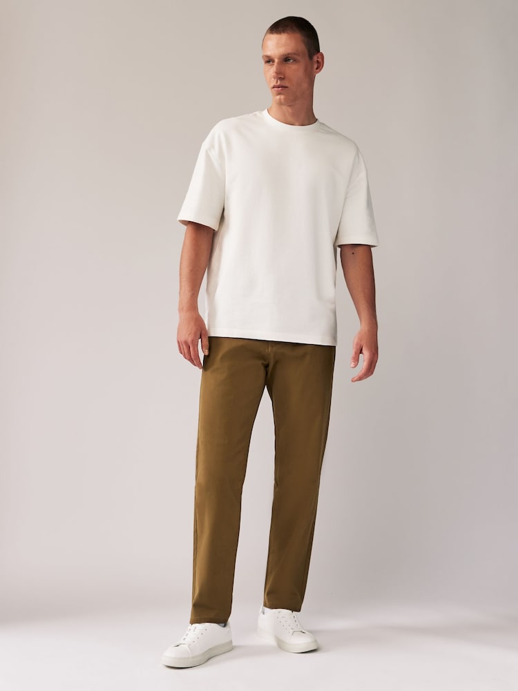 French Navy Blue/Tan Brown Straight Fit Stretch Chino Trousers 2 Pack - Image 6 of 9