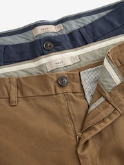 French Navy Blue/Tan Brown Straight Fit Stretch Chino Trousers 2 Pack - Image 8 of 9