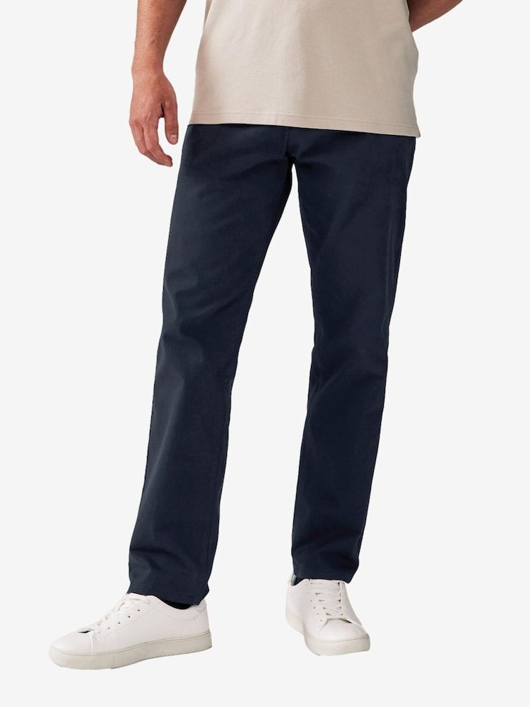 Navy Blue Straight Fit Stretch Chino Trousers 2 Pack - Image 2 of 10