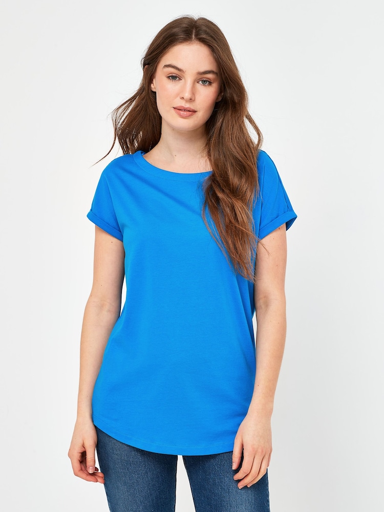 Blue Cobalt Cap Sleeve T-Shirt Top - Image 1 of 4