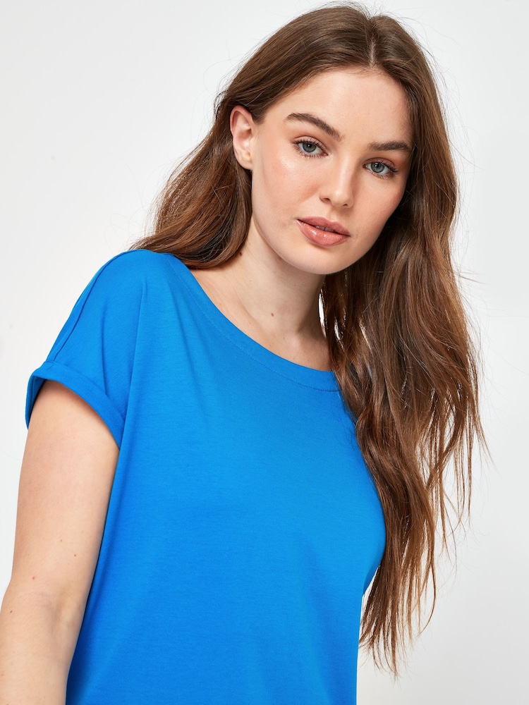 Blue Cobalt Cap Sleeve T-Shirt Top - Image 3 of 4