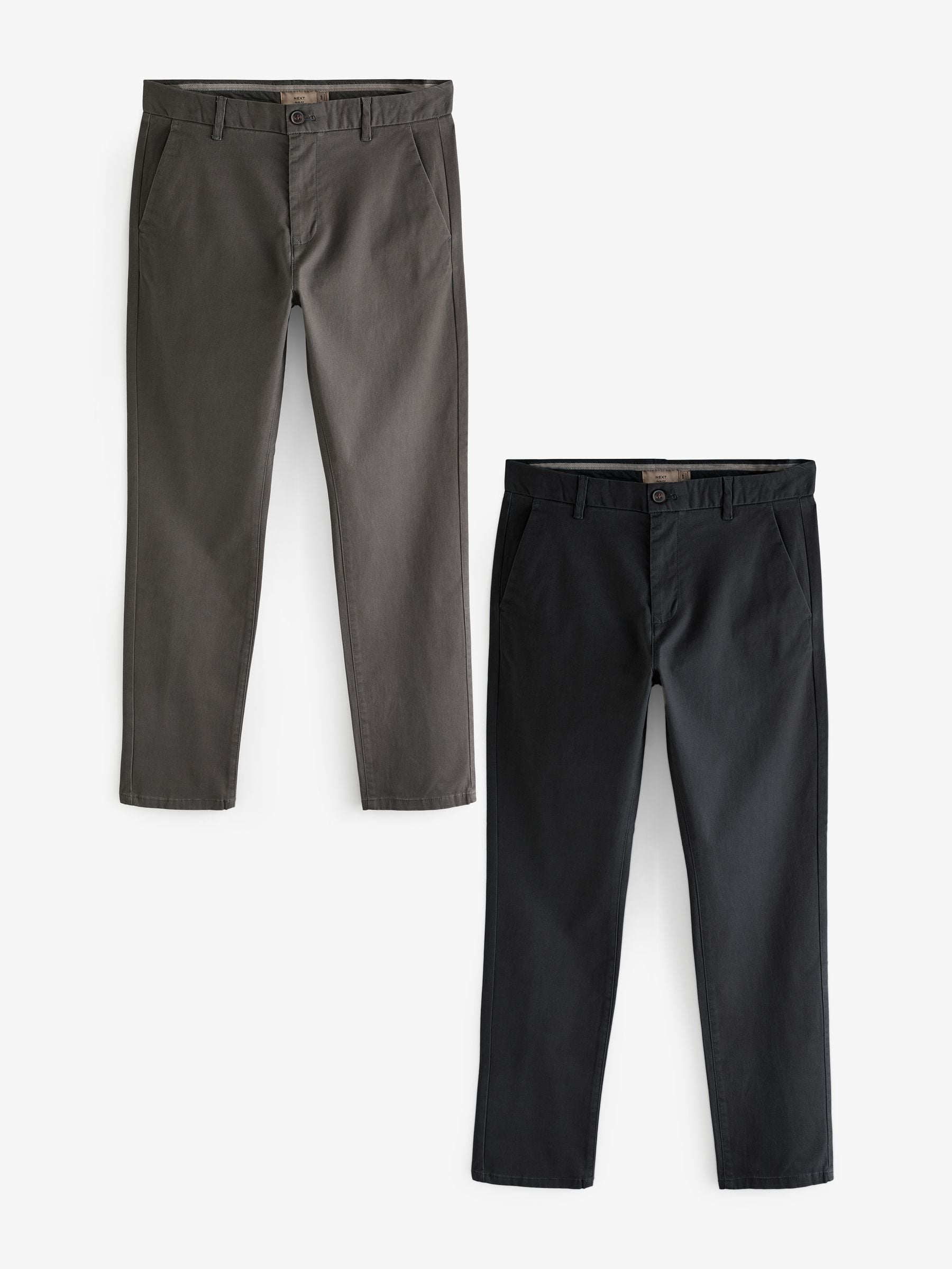 Buy Black/Grey Dark Slim Fit Stretch Chino Trousers 2 Pack