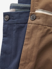 Französisch Marineblau/Hellbraun - Stretch-Chinohosen in Slim-Fit, 2er-Pack - Bild 11 von 11