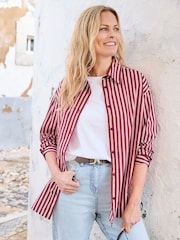 Rot - Cotton Traders Long Sleeve Printed Cotton Shirt - Bild 1 von 4