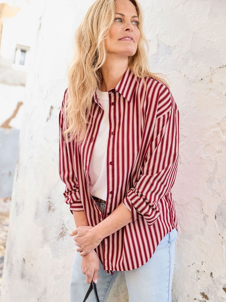 Rot - Cotton Traders Long Sleeve Printed Cotton Shirt - Bild 2 von 4