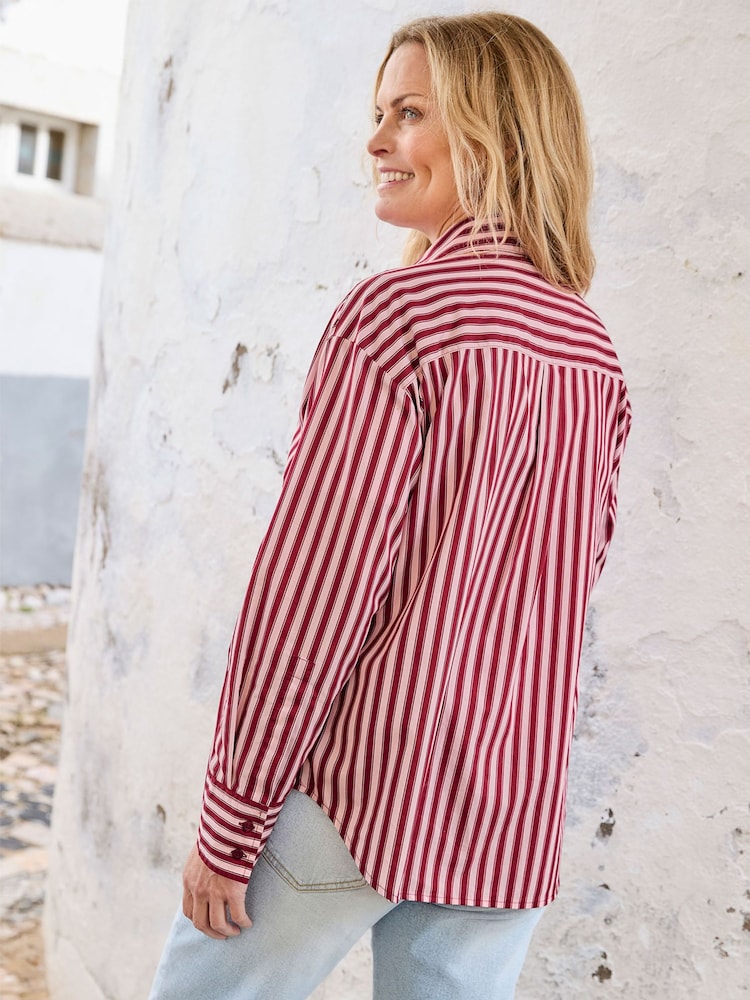 Rot - Cotton Traders Long Sleeve Printed Cotton Shirt - Bild 4 von 4