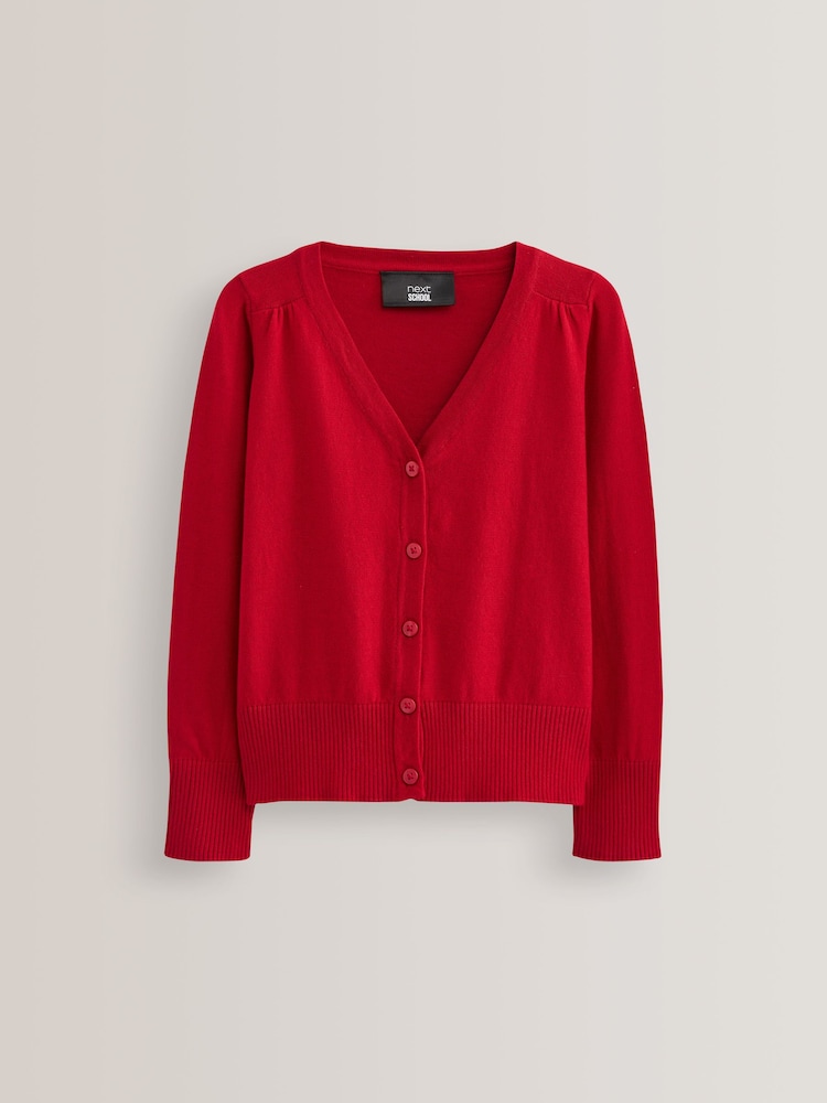 Red Cotton Rich School V-Neck Cardigan (3-16yrs) - Image 6 of 8