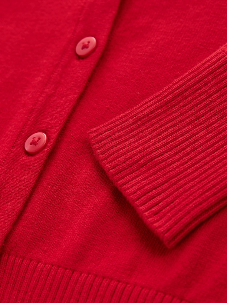 Rojo - Cárdigan escolar con cuello de pico de tejido con alto contenido en algodón (3 a 16 años) - Imagen 9 de 9