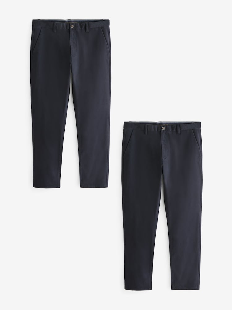 Marineblau/blau - Schmale Passform - Stretch-Chinohose, 2er-Pack - Bild 1 von 1 Marineblau/blau - Schmale Passform - Stretch-Chinohose, 2er-Pack - Bild 1 von 1