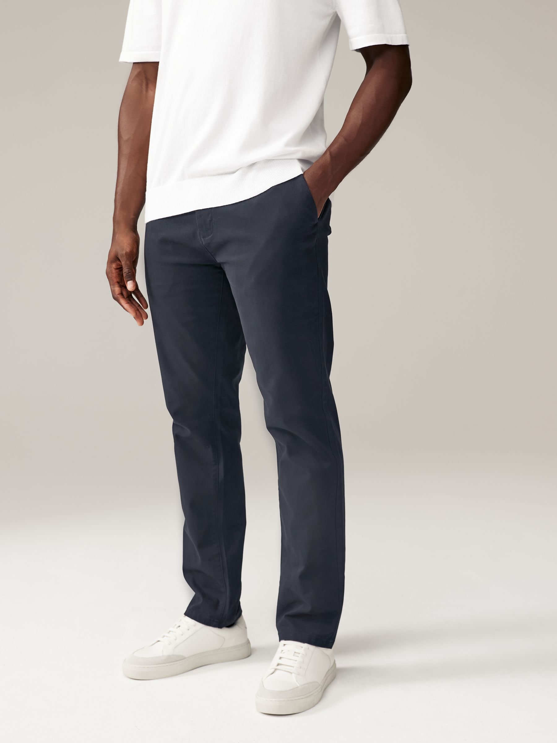Buy Navy Blue Slim Fit Stretch Chino Trousers 2 Pack from the Next