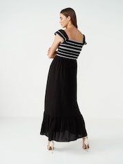 Black Shirred 100% Cotton Midi Dress - Image 3 of 6
