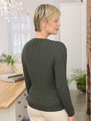 Grün - Cotton Traders Strickjacke aus Bändchengarnmischung - Bild 2 von 4
