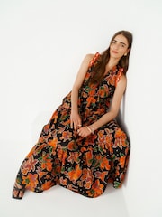 Black Tiered Cotton Summer Maxi Dress - Image 2 of 7