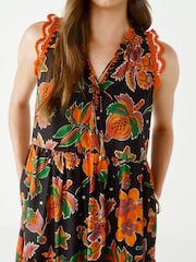 Black Tiered Cotton Summer Maxi Dress - Image 5 of 7