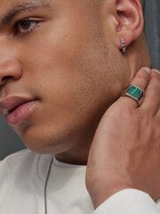 Orelia & Joe Silver Plated Malachite Signet Ring - Image 1 of 2