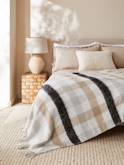 Natural Check Wool Blend Throw - Image 1 of 5
