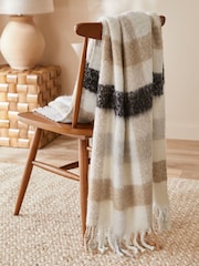 Natural Check Wool Blend Throw - Image 2 of 5