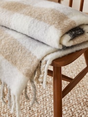 Natural Check Wool Blend Throw - Image 4 of 5