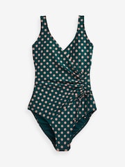 Teal/Tan Spot Ruched Side Tummy Control Swimsuit - Image 5 of 5