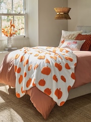 Orange Autumn Pumpkin Sherpa Fleece Throw - Image 1 of 3
