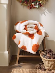 Orange Autumn Pumpkin Sherpa Fleece Throw - Image 2 of 3