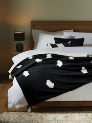 Black/White Halloween Ghost Fleece Throw - Image 1 of 7