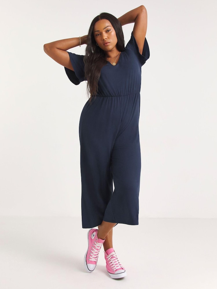 Simply Be Blue Supersoft Jumpsuit - Image 1 of 4 Simply Be Blue Supersoft Jumpsuit - Image 1 of 4