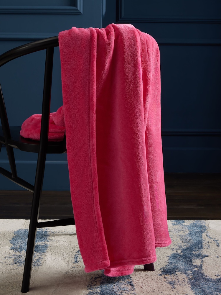 Fuchsia Pink Plush Fleece Throw - Image 2 of 4