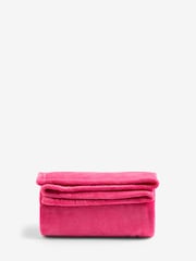 Fuchsia Pink Plush Fleece Throw - Image 4 of 4