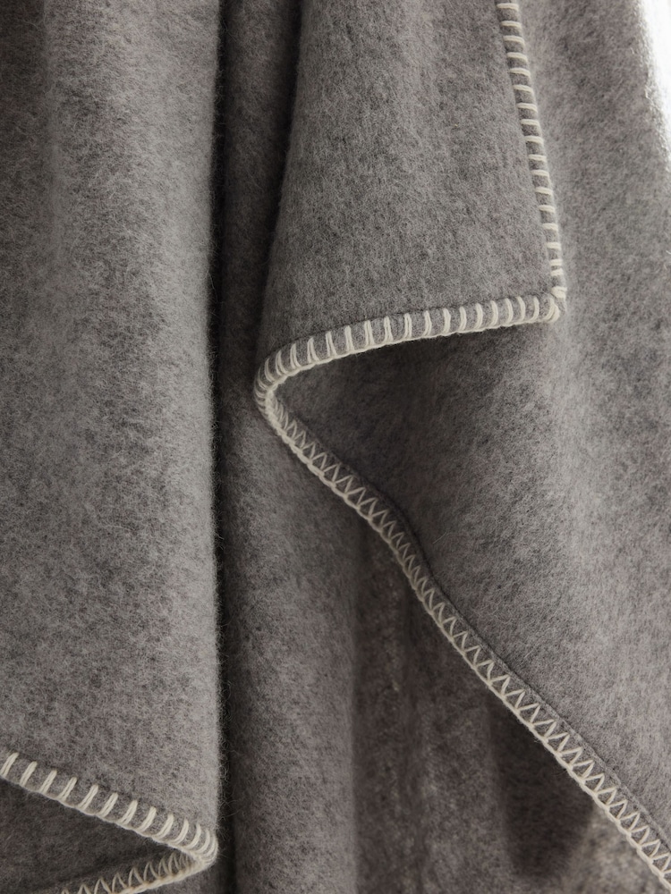 Grey Collection Luxe Stitched Edged Throw With Cashmere - Image 3 of 6