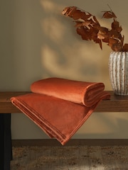 Orange Plush Fleece Throw - Image 4 of 5