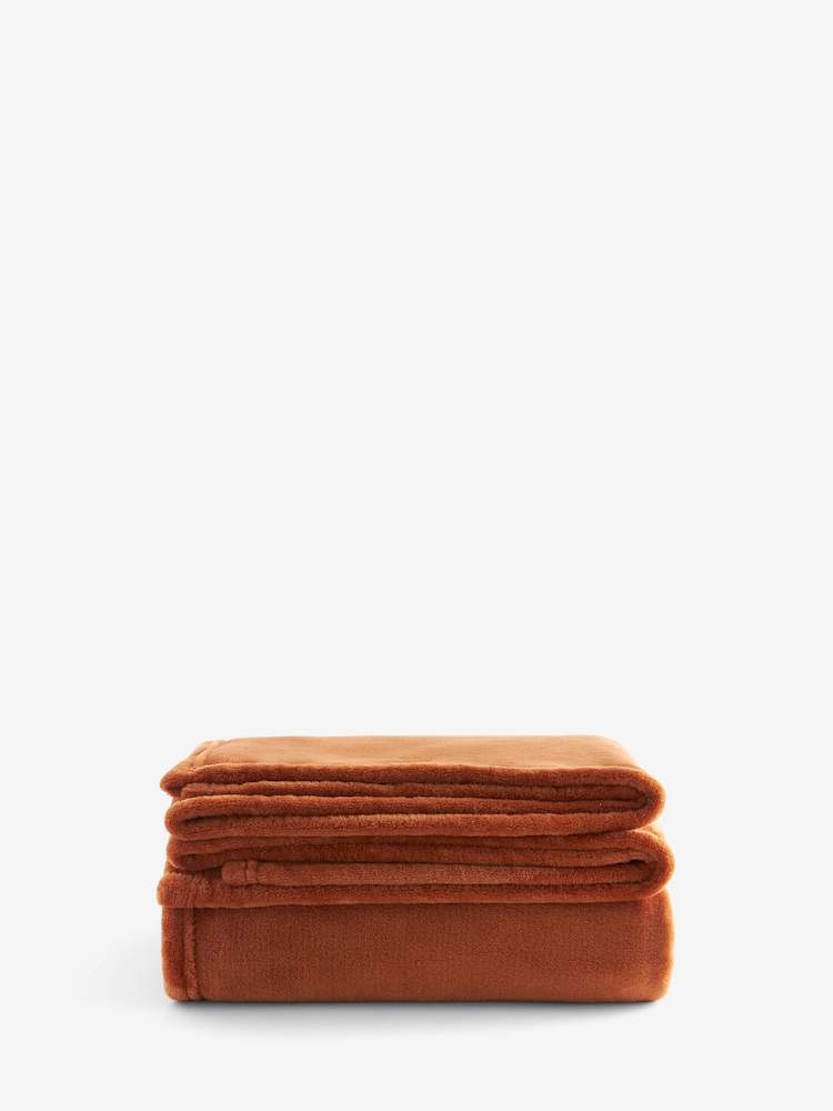 Orange Plush Fleece Throw - Image 5 of 5