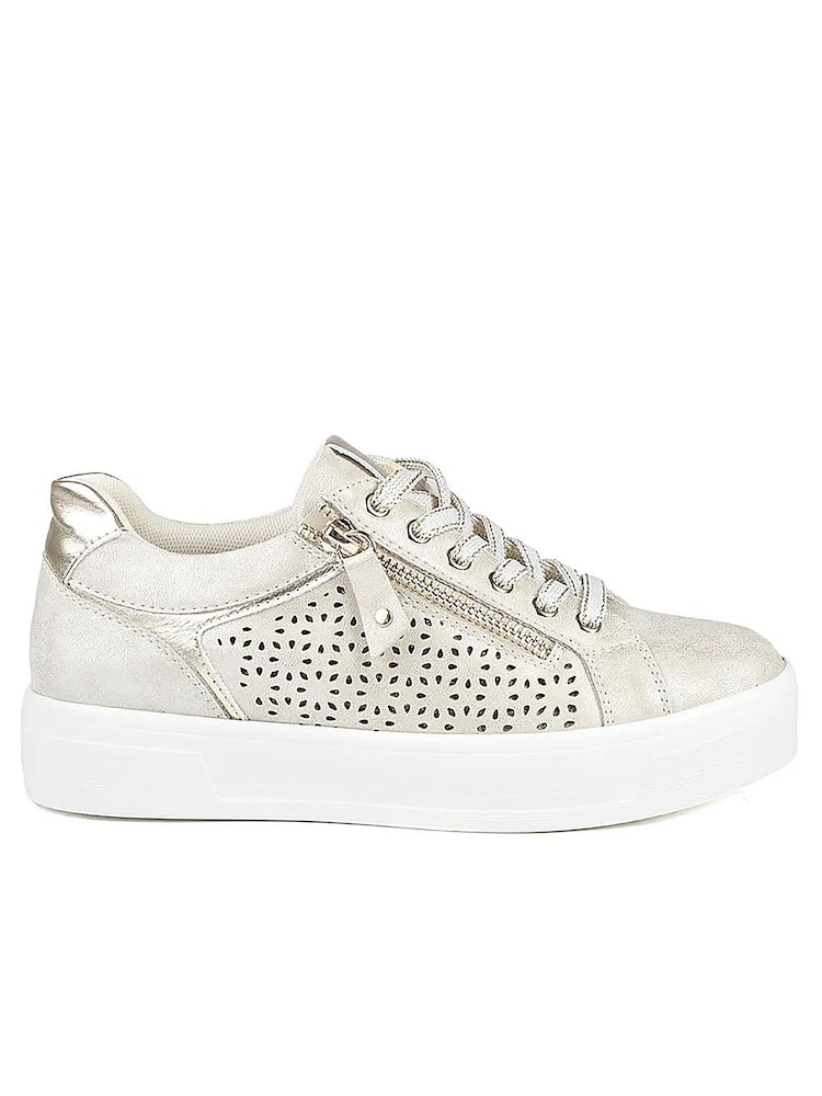 Pavers Gold Casual Platform Trainers with Side Zip - Image 1 of 5 Pavers Gold Casual Platform Trainers with Side Zip - Image 1 of 5