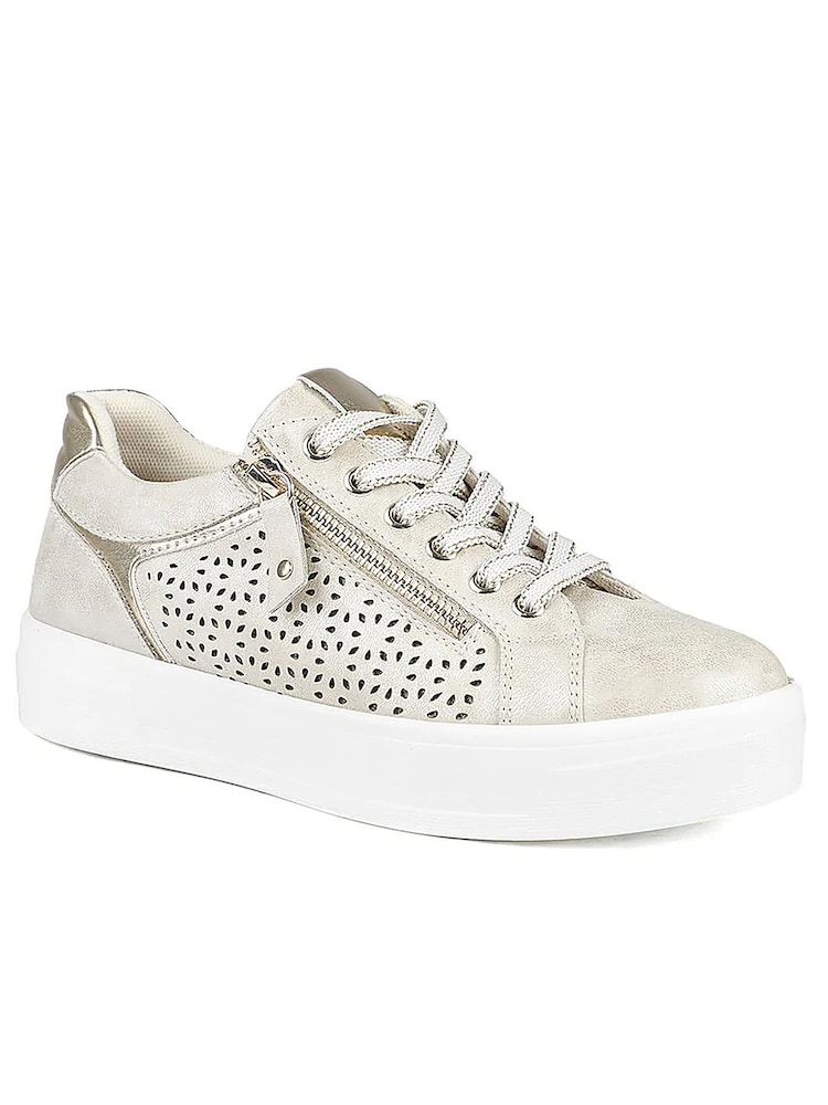 Pavers Gold Casual Platform Trainers with Side Zip - Image 2 of 5 Pavers Gold Casual Platform Trainers with Side Zip - Image 2 of 5