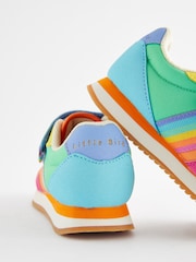 Little Bird by Jools Oliver Multi Pastel Younger Colourful Rainbow Retro Runner Trainers - Image 3 of 7
