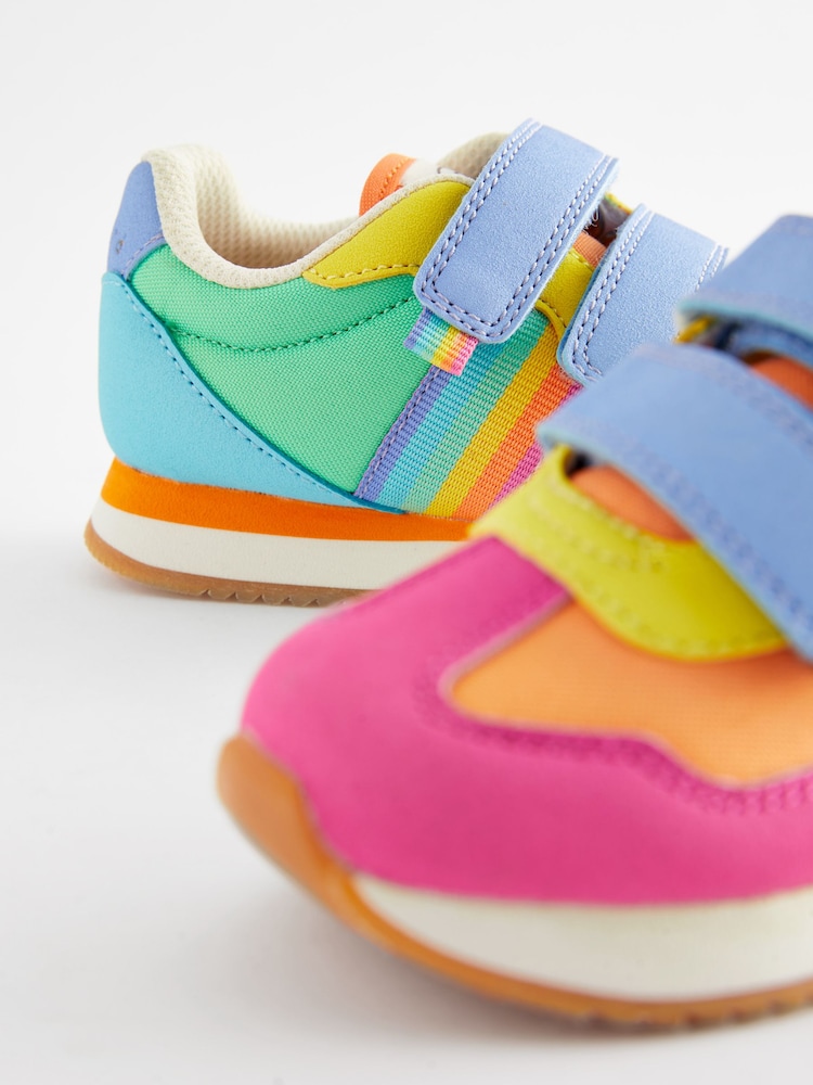 Pastelkleurig - Little Bird by Jools Oliver kleurrijke retro hardloopsneakers met regenboog - Image 4 of 7