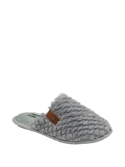 Dunlop Grey Ladies Closed Toe Waffle Mule Slippers - Image 1 of 4
