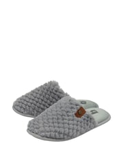 Dunlop Grey Ladies Closed Toe Waffle Mule Slippers - Image 2 of 4