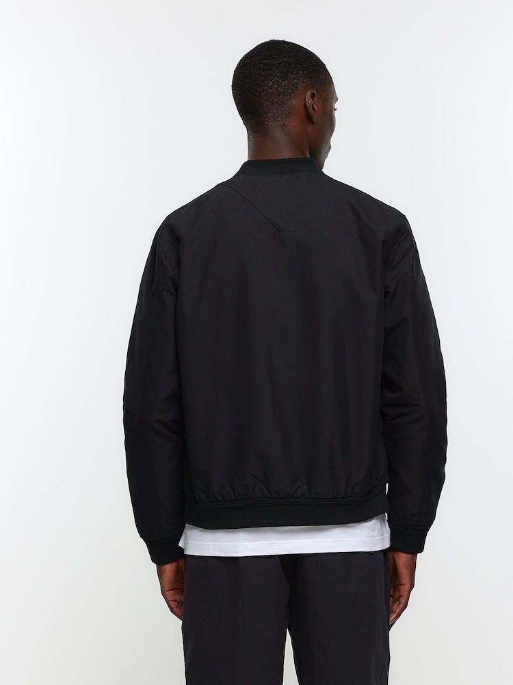 River Island Black Regular Fit Zip Up Bomber Jacket - Image 2 of 6