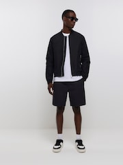 River Island Black Regular Fit Zip Up Bomber Jacket - Image 3 of 6