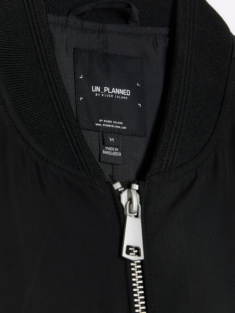 River Island Black Regular Fit Zip Up Bomber Jacket - Image 6 of 6