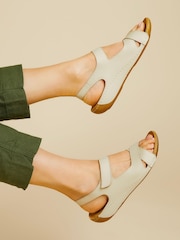 Pavers Cream Ladies Touch Fasten Sandals - Image 1 of 6