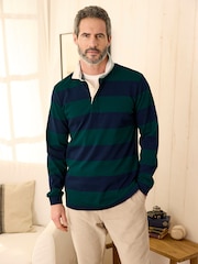 Cotton Traders Blue Heritage Hooped Rugby Shirt - Image 3 of 4